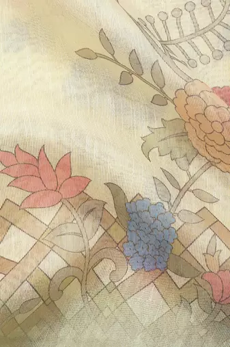 Digital Print Rapier Jequared Saree With Unstitched Blouse And Beautiful Multicoloured Thred Work At Pallu