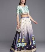 Ethnic Motifs Digital Print Shiney Satin Croptop Lehenga Choli With Unstitched Blouse For Women and Girls
