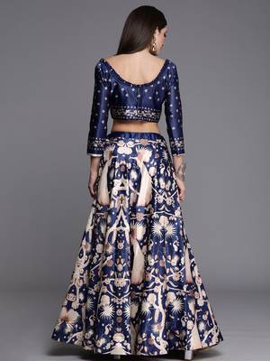 Ethnic Motifs Digital Print Shiney Satin Croptop Lehenga Choli With Unstitched Blouse For Women and Girls 3