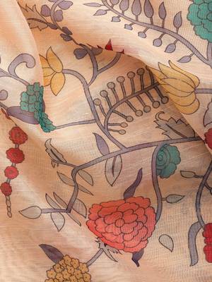 Digital Print Rapier Jequared Saree With Unstitched Blouse And Beautiful Multicoloured Thred Work At Pallu 5