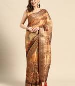Digital Print Rapier Jequared Saree With Unstitched Blouse And Beautiful Multicoloured Thred Work At Pallu