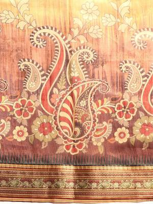Digital Print Rapier Jequared Saree With Unstitched Blouse And Beautiful Multicoloured Thred Work At Pallu 3