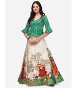 Ethnic Motifs Digital Print Shiney Satin Croptop Lehenga Choli With Unstitched Blouse For Women and Girls