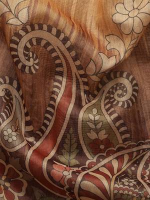 Digital Print Rapier Jequared Saree With Unstitched Blouse And Beautiful Multicoloured Thred Work At Pallu 5