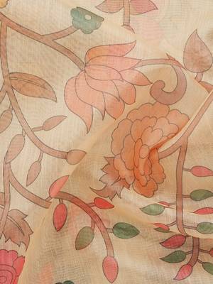 Digital Print Rapier Jequared Saree With Unstitched Blouse And Beautiful Multicoloured Thred Work At Pallu 5