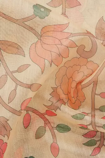 Digital Print Rapier Jequared Saree With Unstitched Blouse And Beautiful Multicoloured Thred Work At Pallu