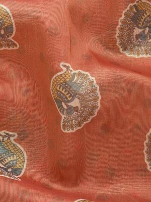 Digital Print Rapier Jequared Saree With Unstitched Blouse And Beautiful Multicoloured Thred Work At Pallu 5
