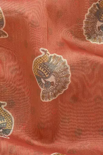 Digital Print Rapier Jequared Saree With Unstitched Blouse And Beautiful Multicoloured Thred Work At Pallu