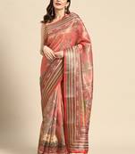 Digital Print Rapier Jequared Saree With Unstitched Blouse And Beautiful Multicoloured Thred Work At Pallu