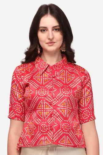 Ethnic Motifs Digital Print Shiney Satin Croptop Lehenga Choli With Unstitched Blouse For Women and Girls