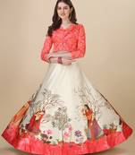 Ethnic Motifs Digital Print Shiney Satin Croptop Lehenga Choli With Unstitched Blouse For Women and Girls