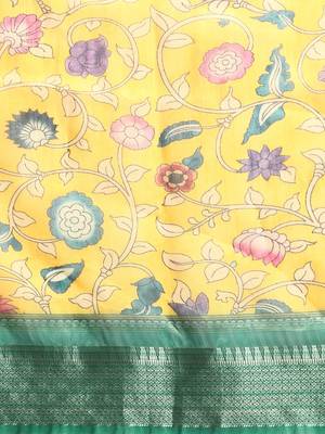 Digital Print Rapier Jequared Saree With Unstitched Blouse And Beautiful Multicoloured Thred Work At Pallu 3