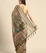 Digital print rapier jequared saree with unstitched blouse and beautiful multicoloured thred work at pallu