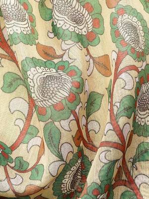 Digital Print Rapier Jequared Saree With Unstitched Blouse And Beautiful Multicoloured Thred Work At Pallu 5