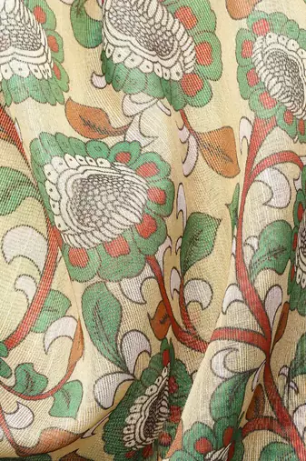 Digital Print Rapier Jequared Saree With Unstitched Blouse And Beautiful Multicoloured Thred Work At Pallu