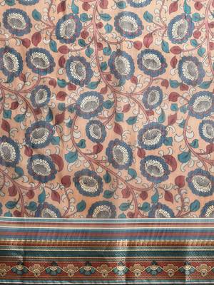 Digital Print Rapier Jequared Saree With Unstitched Blouse And Beautiful Multicoloured Thred Work At Pallu 3