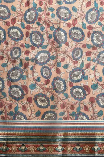 Digital Print Rapier Jequared Saree With Unstitched Blouse And Beautiful Multicoloured Thred Work At Pallu