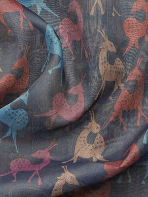 Digital Print Rapier Jequared Saree With Unstitched Blouse And Beautiful Multicoloured Thred Work At Pallu 5