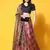 Black Digital Floral Print Satin Silk Fabric Semistitched Lehenga Choli With Jequared Unstitched Blouse with Dupatta