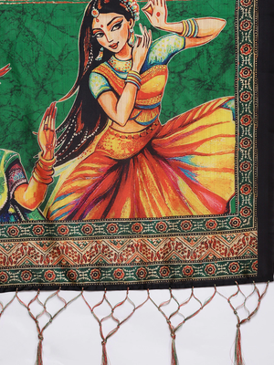 off white digital floral print satin silk lehenga choli with dupatta 5