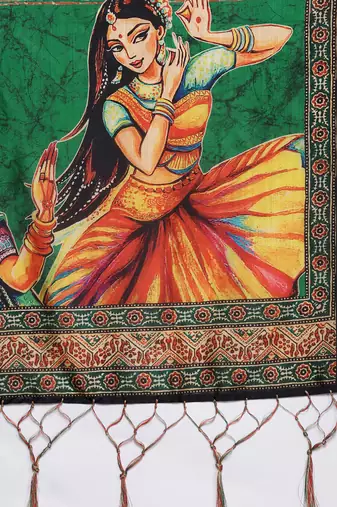 off white digital floral print satin silk lehenga choli with dupatta
