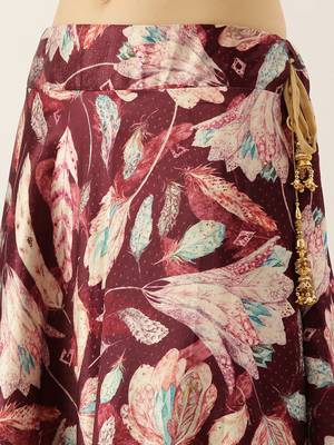 Cream Digital Floral Print Satin Silk Fabric Semistitched Lehenga Choli With Jequared Unstitched Blouse with Dupatta 5