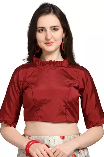 Maroon Digital Floral Print Satin Silk Fabric Semistitched Lehenga Choli With Jequared Unstitched Blouse with Dupatta