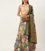 Multicolor Digital Floral Print Satin Silk Fabric Semistitched Lehenga Choli With Dupatta