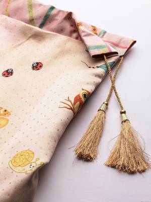 cream digital floral print satin silk lehenga choli with dupatta 5
