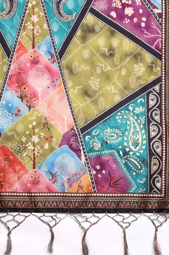 multicolor Digital Floral Print Satin Silk Lehenga Choli with Dupatta