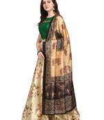 Green Digital Floral Print Satin Silk Fabric Semistitched Lehenga Choli With Jequared Unstitched Blouse with Dupatta