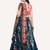 teal digital floral print satin silk lehenga choli with dupatta