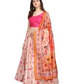 Pink Digital Floral Print Satin Silk lehenga Choli With Dupatta