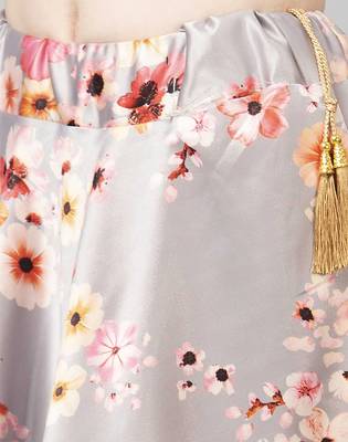 Pink Digital Floral Print Satin Silk Fabric Semistitched Lehenga Choli With Jequared Unstitched Blouse with Dupatta 5