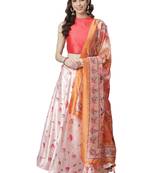 Pink Digital Floral Print Satin Silk Fabric Semistitched Lehenga Choli With Jequared Unstitched Blouse with Dupatta
