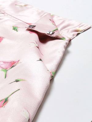 Pink Digital Floral Print Satin Silk Fabric Semistitched Lehenga Choli With Jequared Unstitched Blouse with Dupatta 4