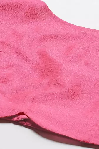 pink satin silk floral semi-stitched lehenga set