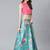 sky blue digital floral print satin silk lehenga choli with dupatta