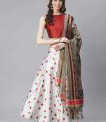 Maroon Digital Floral Print Satin Silk Fabric Semistitched Lehenga Choli With Jequared Unstitched Blouse with Dupatta