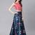 navy blue digital floral print satin silk lehenga choli with dupatta