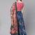 navy blue digital floral print satin silk lehenga choli with dupatta