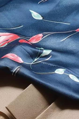 navy blue digital floral print satin silk lehenga choli with dupatta