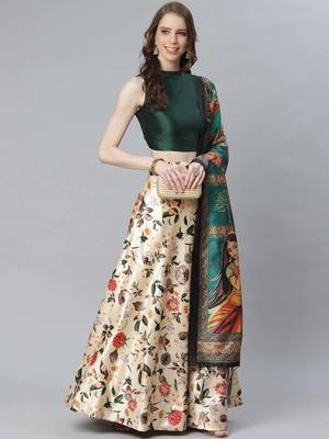 Green Floral Lehenga Choli For Women 1