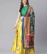 Green Digital Floral Print Satin Silk Fabric Semistitched Lehenga Choli With Jequared Unstitched Blouse with Dupatta