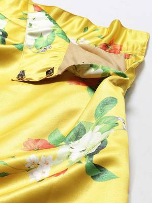 yellow floral lehenga with green blouse & dupatta 4