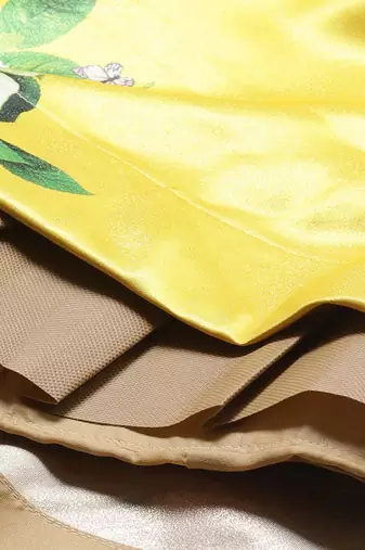 yellow floral lehenga with green blouse & dupatta