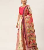 Pink Digital Floral Print Satin Silk Fabric Semistitched Lehenga Choli With Jequared Unstitched Blouse with Dupatta