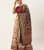 Maroon Digital Floral Print Satin Silk Fabric Semistitched Lehenga Choli With Jequared Unstitched Blouse with Dupatta