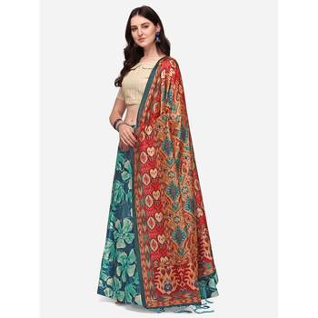 Cream Digital Floral Print Satin Silk Fabric Semistitched Lehenga Choli With Jequared Unstitched Blouse with Dupatta 2