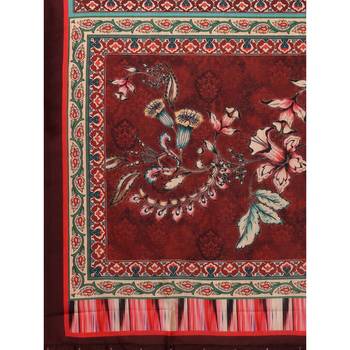 Cream Digital Floral Print Satin Silk Fabric Semistitched Lehenga Choli With Jequared Unstitched Blouse with Dupatta 4